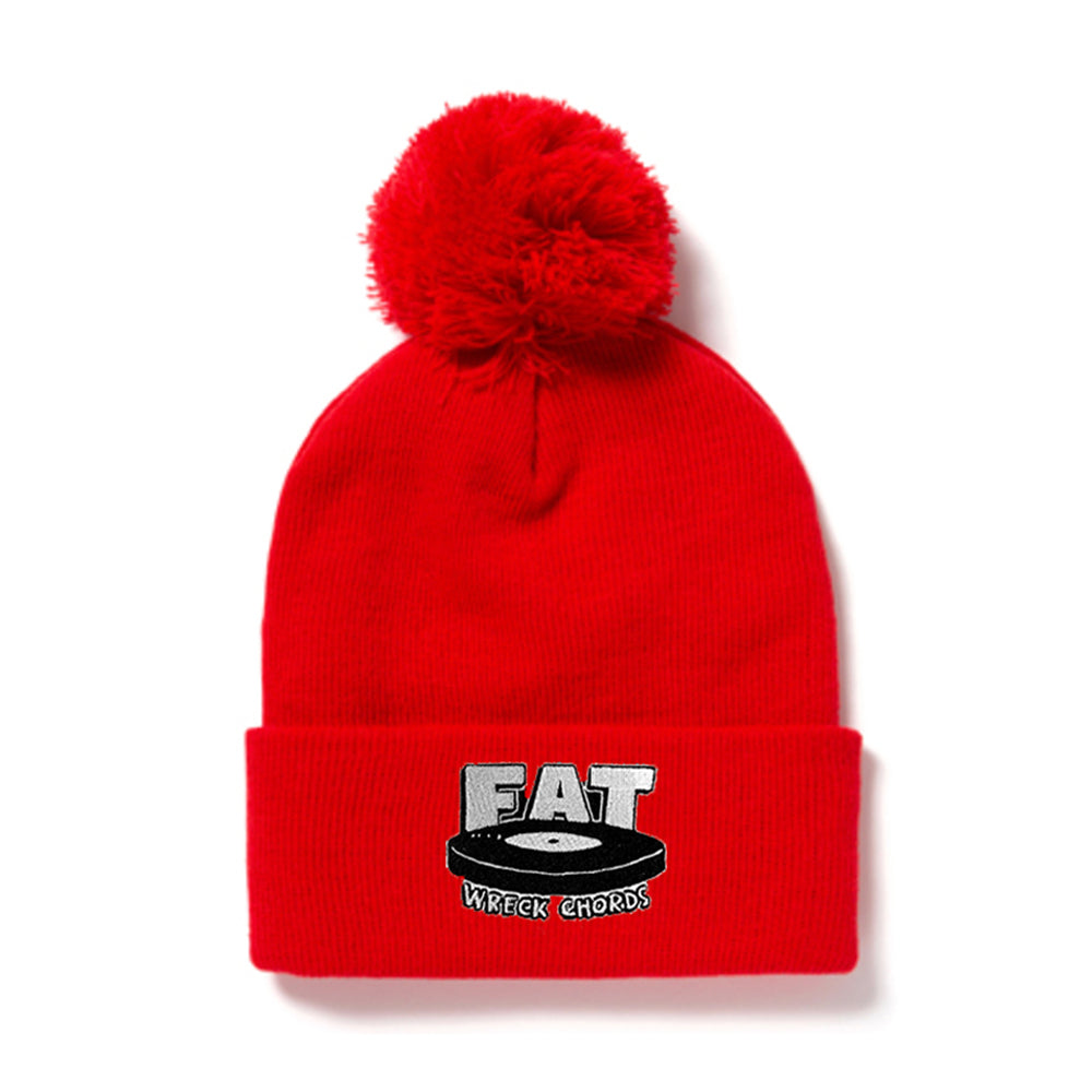 Logo Pompom Knit Beanie (Red)