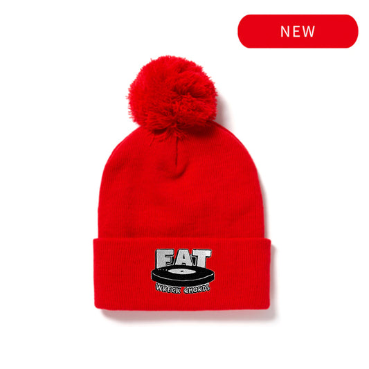 Logo Pompom Knit Beanie (Red)